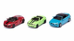 Набор из 3 кабриолетов Mercedes SLK, Audi R8 Spyder и BMW 645i (Siku, 6314) - миниатюра
